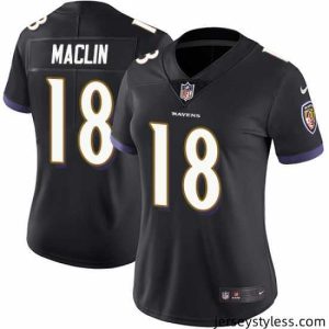 Amazing Nike Ravens #18 Jeremy Maclin Black Alternate Womens Stitched NFL Vapor Untouchable Limited Jersey