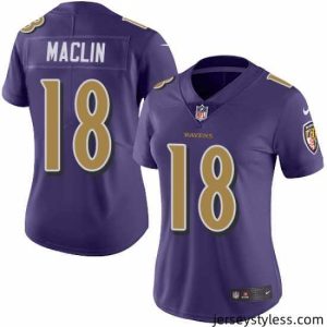 Stylish Nike Ravens #18 Jeremy Maclin Purple Womens Stitched NFL Limited Rush Jersey