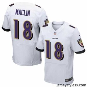 Fantastic Nike Ravens #18 Jeremy Maclin White Men's Stitched NFL Elite Jersey