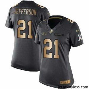 Amazing Nike Ravens #21 Tony Jefferson Black Womens Stitched NFL Limited Gold Salute to Service Jersey