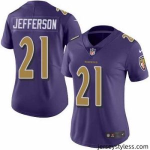 Premium Nike Ravens #21 Tony Jefferson Purple Womens Stitched NFL Limited Rush Jersey