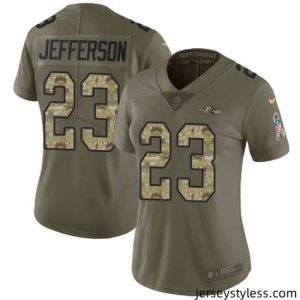 Unique Nike Ravens #23 Tony Jefferson Olive Camo Womens Stitched NFL Limited 2017 Salute to Service Jersey