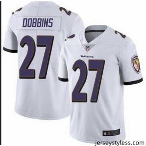 Stylish Nike Ravens 27 J K  Dobbins White Vapor Untouchable Limited Jersey