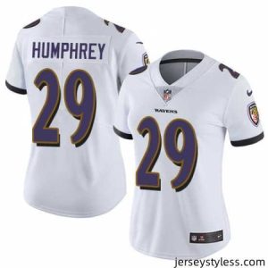 Premium Nike Ravens #29 Marlon Humphrey White Womens Stitched NFL Vapor Untouchable Limited Jersey