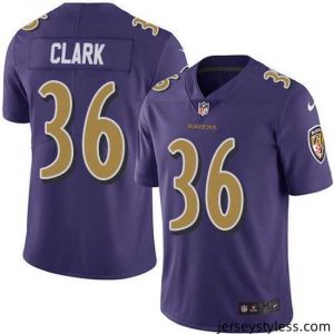 Amazing Nike Ravens 36 Chuck Clark Purple Stitched NFL Limited Rush Jersey