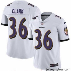 Fantastic Nike Ravens 36 Chuck Clark White Stitched NFL Vapor Untouchable Limited Jersey