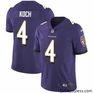 Stylish Nike Ravens #4 Sam Koch Purple Team Color Mens Stitched NFL Vapor Untouchable Limited Jersey