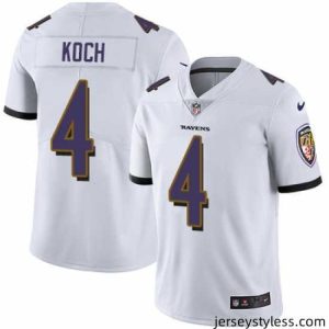 Unique Nike Ravens #4 Sam Koch White Mens Stitched NFL Vapor Untouchable Limited Jersey