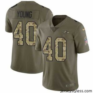 Stylish Nike Ravens 40 Kenny Young Olive Camo Salute To Service Limited Jersey