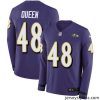 Stunning Nike Ravens 48 Patrick Queen Purple Team Color Stitched NFL Limited Therma Long Sleeve Jersey