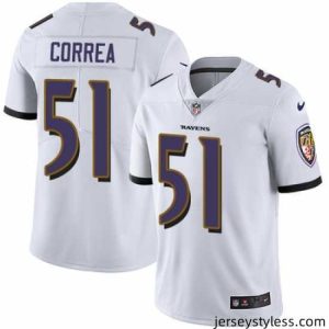 Stunning Nike Ravens #51 Kamalei Correa White Mens Stitched NFL Vapor Untouchable Limited Jersey