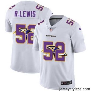 Gorgeous Nike Ravens 52 Ray Lewis White Shadow Logo Limited Jersey