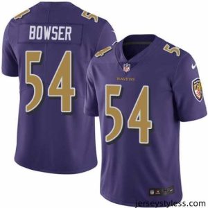 Stylish Nike Ravens #54 Tyus Bowser Purple Stitched NFL Limited Rush Jersey