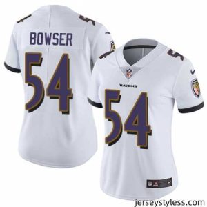 Premium Nike Ravens #54 Tyus Bowser White Womens Stitched NFL Vapor Untouchable Limited Jersey