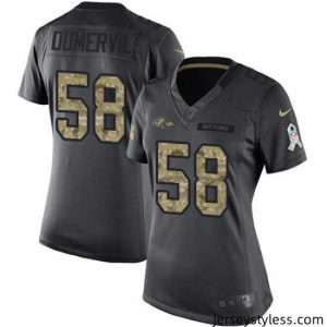Unique Nike Ravens #58 Elvis Dumervil Black Womens Stitched NFL Limited 2016 Salute to Service Jersey