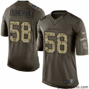 Impressive Nike Ravens #58 Elvis Dumervil Green Stitched NFL Limited Salute to Service Jersey