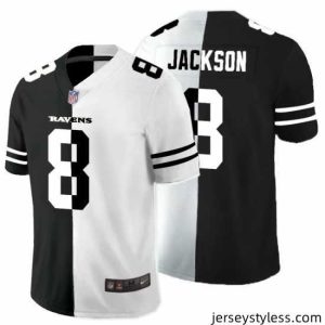 Gorgeous Nike Ravens 8 Lamar Jackson Black And White Split Vapor Untouchable Limited Jersey