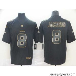 Unique Nike Ravens 8 Lamar Jackson Black Gold Vapor Untouchable Limited Jersey