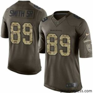Stunning Nike Ravens #89 Steve Smith Sr Green Stitched NFL Limited Salute to Service Jersey