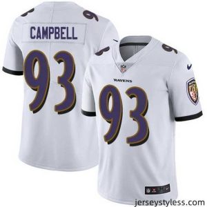 Stylish Nike Ravens 93 Calais Campbell White Stitched NFL Vapor Untouchable Limited Jersey