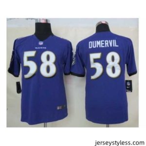 Stylish Nike Baltimore Ravens #58 Elvis Dumervil purple jerseys