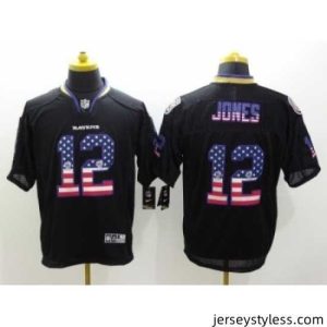 Premium Nike baltimore ravens 12 Jacoby Jones Black Elite USA Flag Fashion NFL Jersey