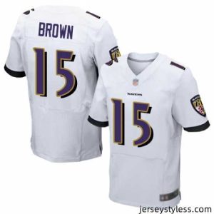Unique Ravens 15 Marquise Brown White Stitched Football New Elite Jersey