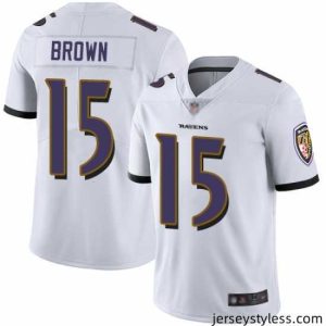 Impressive Ravens 15 Marquise Brown White Stitched Football Vapor Untouchable Limited Jersey