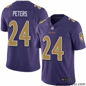 Unique Ravens 24 Marcus Peters Purple Mens Stitched Football Limited Rush Jersey