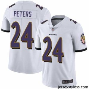 Stunning Ravens 24 Marcus Peters White Mens Stitched Football Vapor Untouchable Limited Jersey