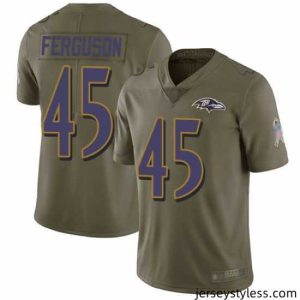 Gorgeous Ravens 45 Jaylon Ferguson Olive Stitched Football Limited 2017 Salute To Service Jersey