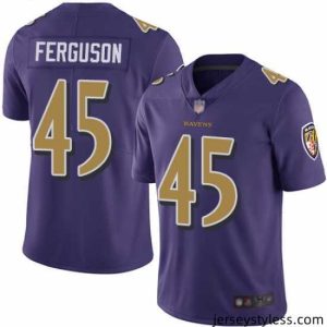 Unique Ravens 45 Jaylon Ferguson Purple Stitched Football Limited Rush Jersey