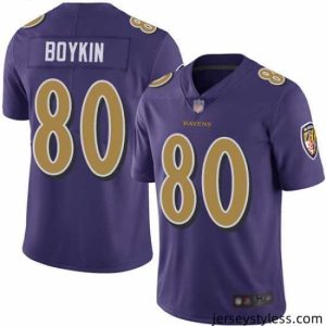 Amazing Ravens 80 Miles Boykin Purple Stitched Football Limited Rush Jersey