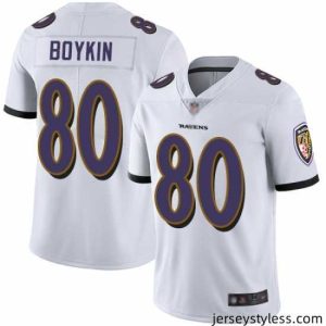 Stylish Ravens 80 Miles Boykin White Stitched Football Vapor Untouchable Limited Jersey