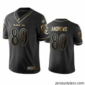 Stunning Ravens 89 Mark Andrews Black Stitched Football Limited Golden Edition Jersey