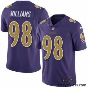 Stylish Ravens 98 Brandon Williams Purple Stitched Football Limited Rush Jersey