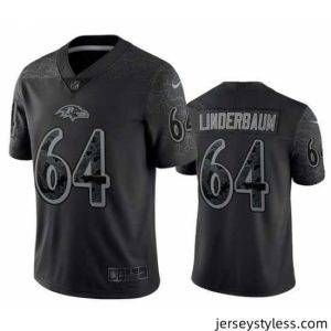 Fantastic Tyler Linderbaum 64 Baltimore Ravens Black Reflective Limited Jersey Men