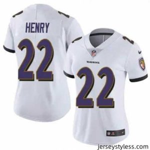 Stylish Baltimore Ravens 22 Derrick Henry 2023 F.U.S.E White Vapor Limited Football Stitched Jersey