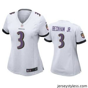 Amazing Baltimore Ravens 3 Odell Beckham Jr  White Football Jersey