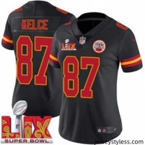 Fantastic Kansas City Chiefs Travis Kelce #87 Black 2024 2025 Super Bowl LIX F.U.S.E Stitched Jersey
