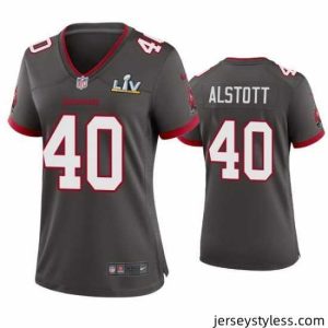 Stylish Mike Alstott Buccaneers Pewter Super Bowl Lv Game Jersey