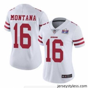 Unique NFL San Francisco 49ers 16 Joe Montana White Vapor Untouchable Limited Stitched 2024 Super Bowl LVIII Jersey