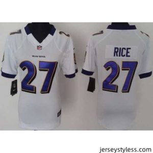 Stylish Nike Baltimore Ravens 27 Rice White Nike NFL Jerseys