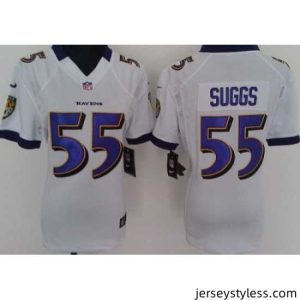 Premium Nike Baltimore Ravens #55 Terrell Suggs White Nike NFL Jerseys