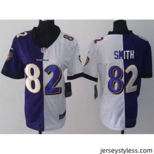 Stunning Nike Baltimore Ravens 82 Torrey Smith Purple White Split NFL Jerseys