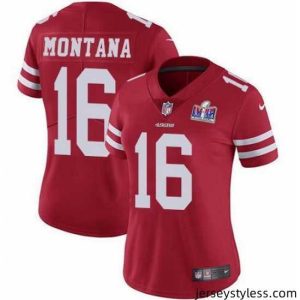 Unique Nike San Francisco 49ers 16 Joe Montana Red NFL Vapor Untouchable Limited 2024 Super Bowl LVIII Jersey