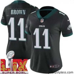 Stunning Philadelphia Eagles A.J. Brown #11 Black 2024 2025 Super Bowl LIX F.U.S.E Stitched NFL Jersey