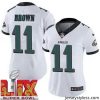 Amazing Philadelphia Eagles A.J. Brown #11 White 2024 2025 Super Bowl LIX F.U.S.E Stitched NFL Jersey