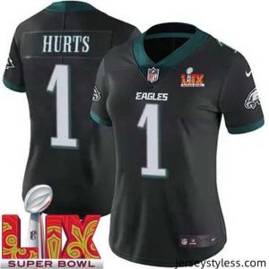 Stylish Philadelphia Eagles Jalen Hurts #1 Black 2024 2025 Super Bowl LIX F.U.S.E Stitched NFL Jersey
