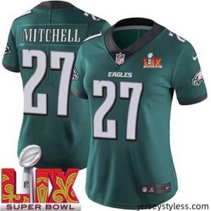 Impressive Philadelphia Eagles Quinyon Mitchell #27 Green 2024 2025 Super Bowl LIX F.U.S.E Stitched NFL Jersey